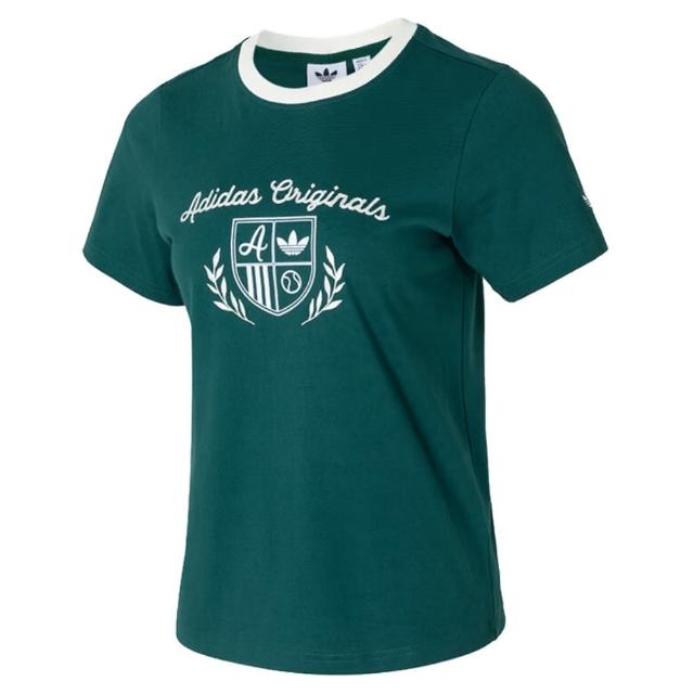【adidas 愛迪達】短袖上衣 女 三葉草 CC SS TEE W 綠 JM8010