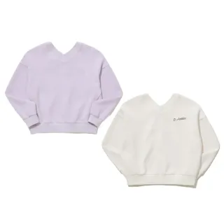 【DESCENTE】迪桑特 女士 棉混紡雙面運動衫 長袖上衣(奶油白色/紫色)