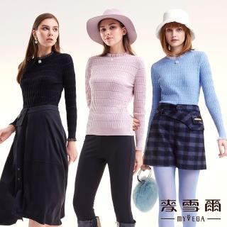 【MYVEGA 麥雪爾】立體織紋金蔥荷葉邊針織上衣(共三色)