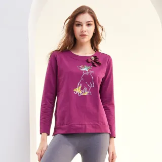 【MYVEGA 麥雪爾】高含棉兔子刺繡上衣-紫