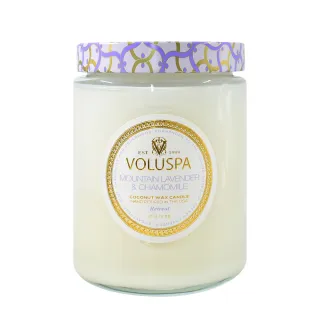 【VOLUSPA】香氛蠟燭-白屋系列 浮雕玻璃罐 18oz/510g 多款任選(薰衣草與洋甘菊 椰子蠟 多款任選 平行輸入)