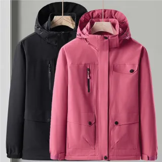 【Alishia】嚴選冬季男女款羽絨衝鋒二合一外套 L-4XL(深藍 / 深灰 / 黑 / 卡其 / 粉 / 紫)