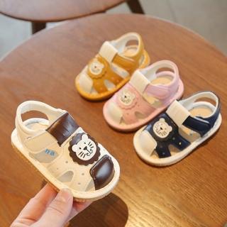 【Baby 童衣】兒童防滑學步鞋 寶寶小獅子學步啾啾鞋 男女童軟底叫叫鞋 寶寶舒適包頭護趾涼鞋 11835(共４色)
