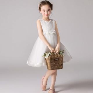 【Baby 童衣】女童洋裝 蕾絲花朵背心公主裙 畢業洋裝 88988(花童禮服 畢業禮服 全家福 白色洋裝)