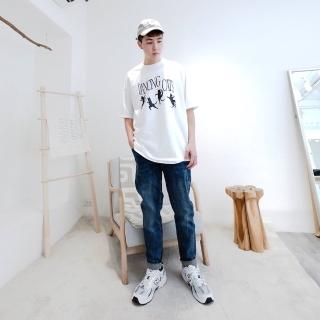 【AMERO】男女款 微破牛仔褲(男女款 彈性 微破牛仔褲 情侶裝)