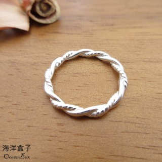 【海洋盒子】618 優雅麻花交錯設計925純銀戒指(直接套入)