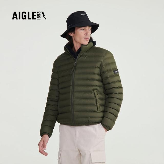 【AIGLE】男 防潑保暖外套｜AG-FAN61A080 軍綠(男外套 防潑水 有機棉)