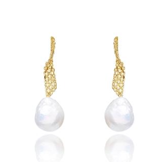 【Olivia Yao Jewellery】金色浪漫 純銀 波紋 珍珠耳環(Soft Collection)