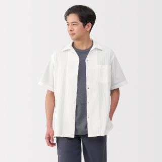 【MUJI 無印良品】男多臂織紋開領短袖襯衫(共2色)
