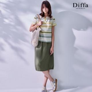 【Diffa】貼袋鬆緊腰設計長寬裙-女