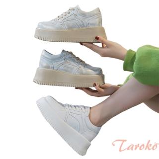 【Taroko】清新少女真皮厚底增高小尺碼運動休閒鞋(3色可選)