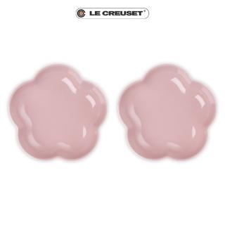【Le Creuset】瓷器花型盤 20 cm 2入組(亮粉)