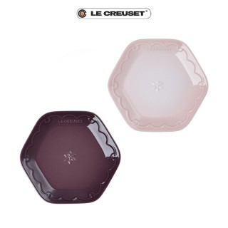 【Le Creuset】瓷器雪藏時光系列六角盤19cm(珠光白/無花果/貝殼粉 3色選1)