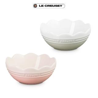 【Le Creuset】瓷器蕾絲花型碗14cm(加勒比海藍/貝殼粉 2色選1)