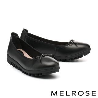 【MELROSE】美樂斯 內斂氣質蝴蝶結牛皮娃娃厚底鞋(黑)