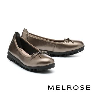 【MELROSE】美樂斯 內斂氣質蝴蝶結牛皮娃娃厚底鞋(古銅)