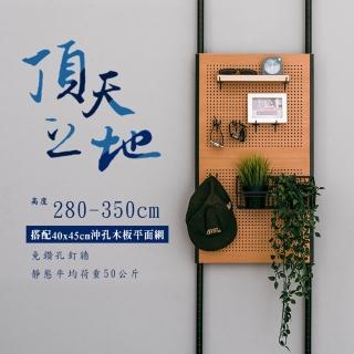 【dayneeds 日需百備】頂天立地烤漆收納架 高度280-350cm 搭80x45沖孔木板平面網1片(置物架/屏風/多功能)