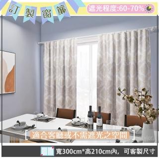 【宜欣居傢飾】大馬士革-立體緹花窗簾-米/卡其W300*H210cm以內(遮光/摺景/落地/窗簾/臺灣製MIT)