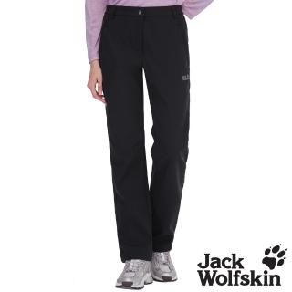 【Jack wolfskin 飛狼】女 防風防潑水休閒保暖長褲 Softshell 軟殼褲(午夜黑)