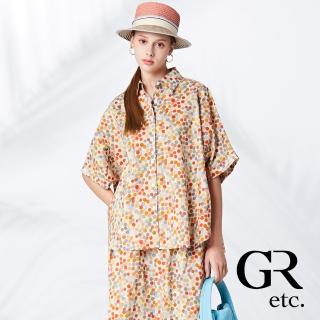 【GLORY21】網路獨賣款-etc.彩色圓點印花連袖造型襯衫(杏)