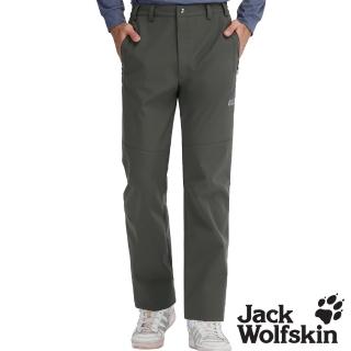 【Jack wolfskin 飛狼】男 防風防潑水休閒保暖長褲 Softshell 軟殼褲(深灰)