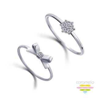 【彩糖鑽工坊】K金 蝴蝶結&花朵 鑽石戒指 鑽戒 2選1(天然鑽石)