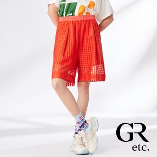 【GLORY21】etc.甜美愛心縷空蕾絲寬鬆五分短褲(紅色)