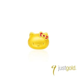 【Just Gold 鎮金店】經典Hello Kitty純金串珠(紅色蝴蝶結)