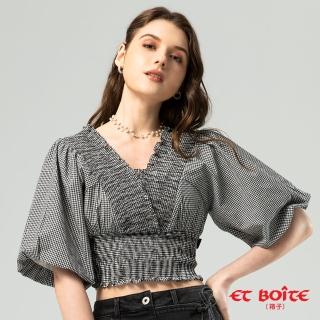 【BLUE WAY】女裝 小姐姐短版泡泡袖V領 襯衫 上衣- ETBOITE箱子