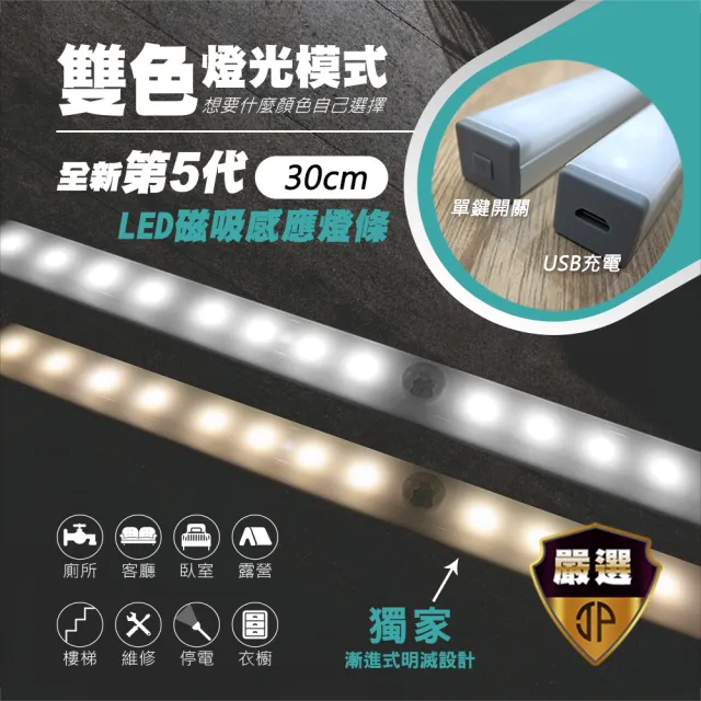 【JUST-PLAY】感應式LED 雙色磁吸照明燈條_30cm