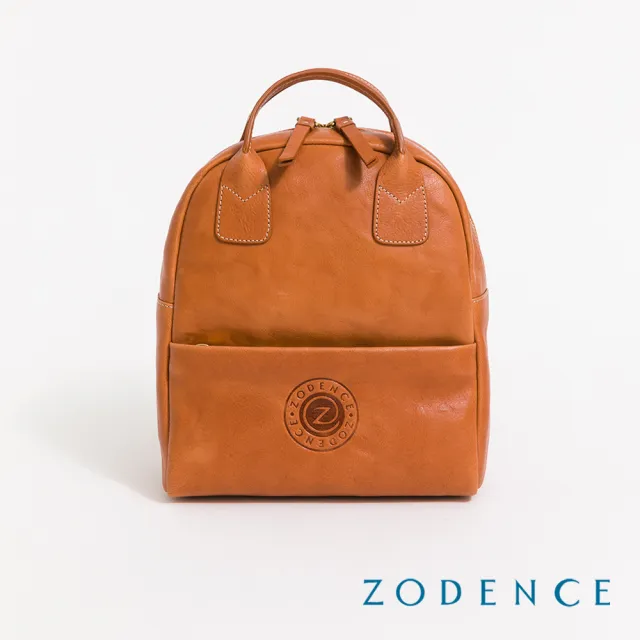 【ZODENCE 佐登司】AGNES義大利植鞣革烙印手提後背包(經典駝)