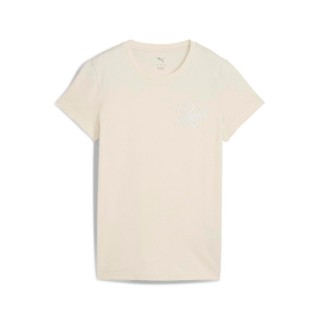 【PUMA】短袖上衣 運動 休閒 女 基本系列ESS Script短袖T恤 F 米白色(68498287)