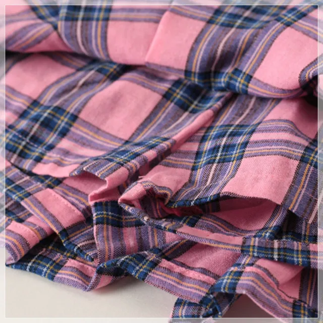 【橘魔法】插肩短袖上衣+百褶格子褲裙 套裝(運動套裝 小童 制服 學院風 童裝 女童 兒童)