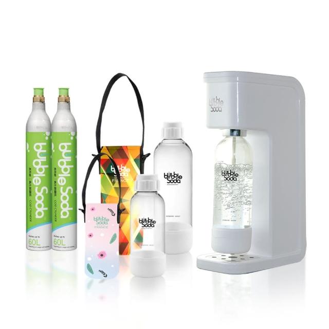 【法國BubbleSoda】節能免插電全自動氣泡水機-經典白BS-909KTS2(超值7件組)