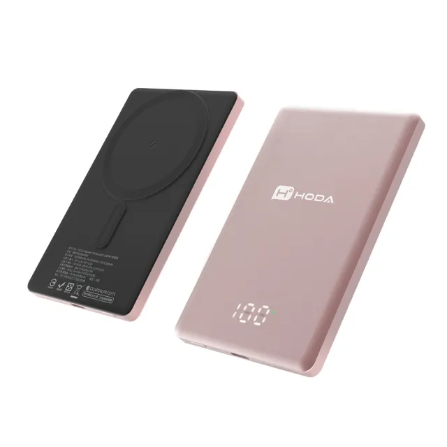 【hoda】PB02M 5000mAh 20W 單孔輸出 磁吸式鋁合金超薄行動電源(無線/MagSafe/PD快充)