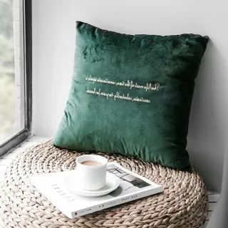 【收納職人】北歐ins燙金輕奢絨抱枕被/兩用抱枕/多功能抱枕毯子_翡翠綠