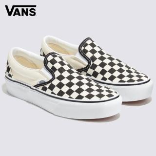 【VANS 官方旗艦】Classic Slip-On Platform 男女款黑白棋盤格滑板鞋/休閒鞋/帆布