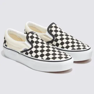 【VANS 官方旗艦】Classic Slip-On Platform 男女款黑白棋盤格滑板鞋/休閒鞋/帆布