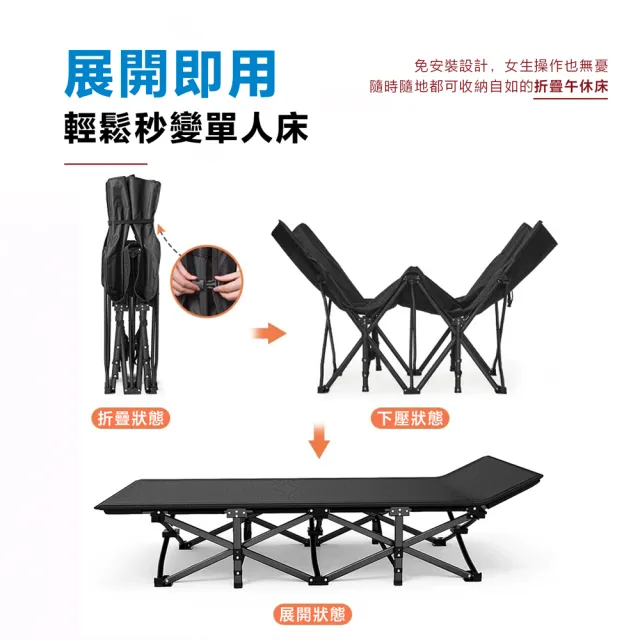 【DaoDi】2入組 折疊床 十腿方管加粗 摺疊床190cm(附背帶 床墊 午休床 露營折疊床 行軍床)