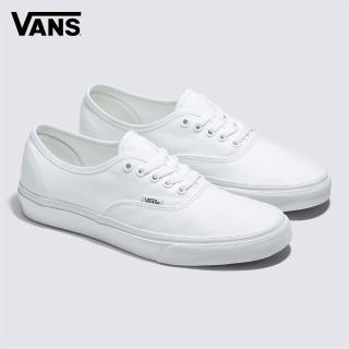 【VANS 官方旗艦】Authentic 男女款全白色滑板鞋/休閒鞋/帆布