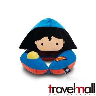 【Travelmall】DC正義聯盟授權按壓式充氣連帽頸枕(超人)