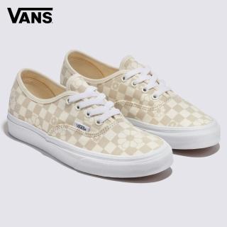 【VANS 官方旗艦】Authentic 男女款奶茶色棋盤格滑板鞋