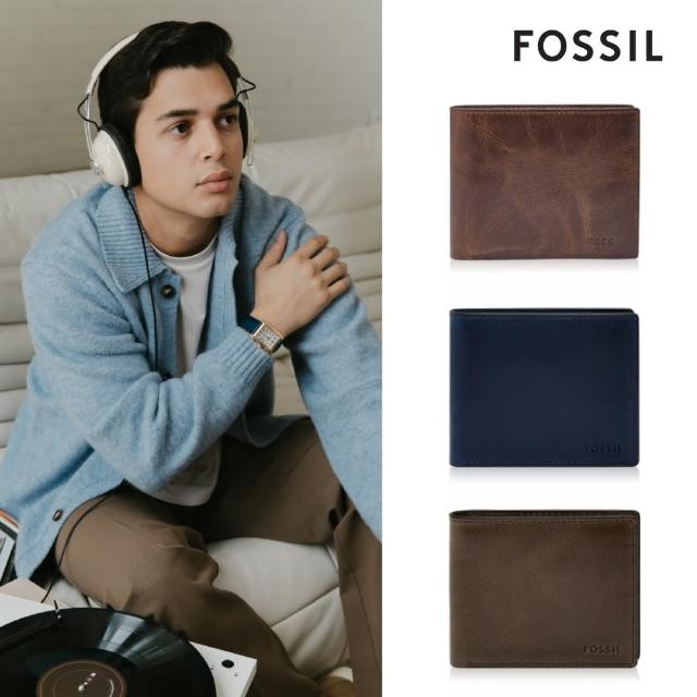 【FOSSIL 官方旗艦館】Derrick 真皮大零錢袋RFID皮夾 男 短夾(禮盒組附鐵盒 多色可選)