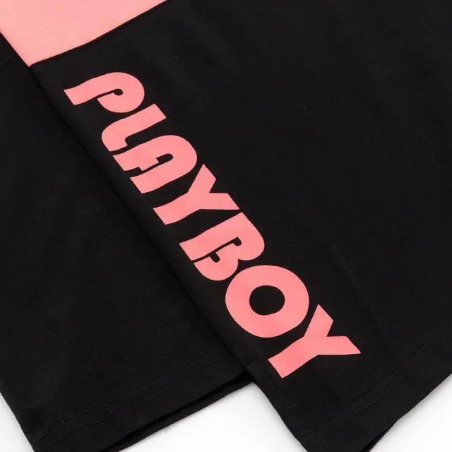 【PLAYBOY】鮭魚粉色塊個性上衣(黑色)