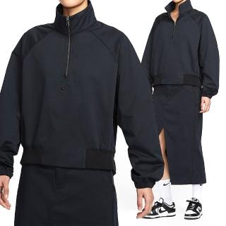 【NIKE 耐吉】CLLCTN Twill QZ 女款 黑色 1/4 拉鍊式 寬鬆 上衣 半開襟 長袖 HJ0234-010