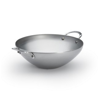 【de Buyer 畢耶】原礦蜂蠟鐵鍋 雙握耳中華炒鍋28cm-適用IH爐(適用烤箱)