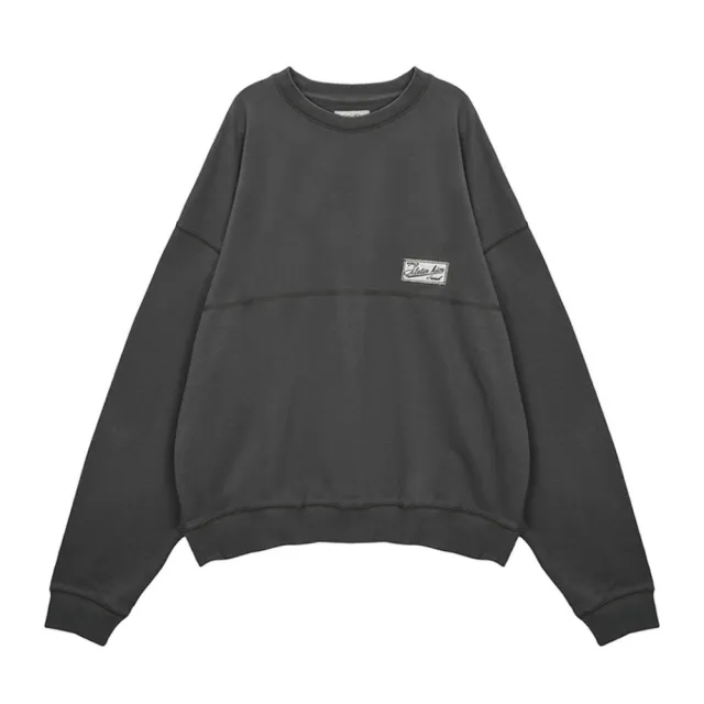 【MATIN KIM】官方旗艦 刺繡布標大學T(炭灰)