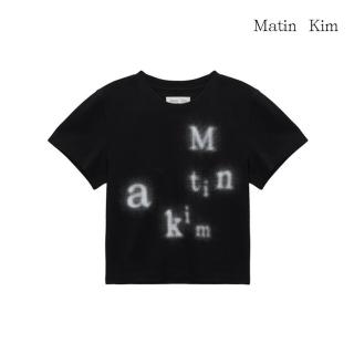 【MATIN KIM】官方旗艦 模糊LOGO短版上衣(黑色)