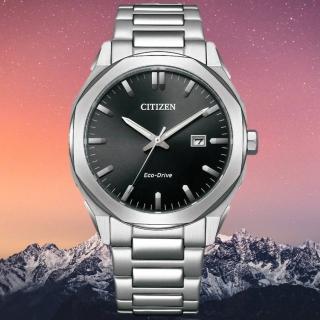 【CITIZEN 星辰】簡約型男首選八角形造型男錶 黑 38mm(BM7600-81E)
