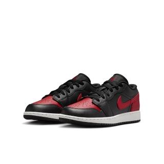 【NIKE 耐吉】休閒鞋 女鞋 大童 運動鞋 AJ1 AIR JORDAN 1 LOW GS 黑紅 553560-067